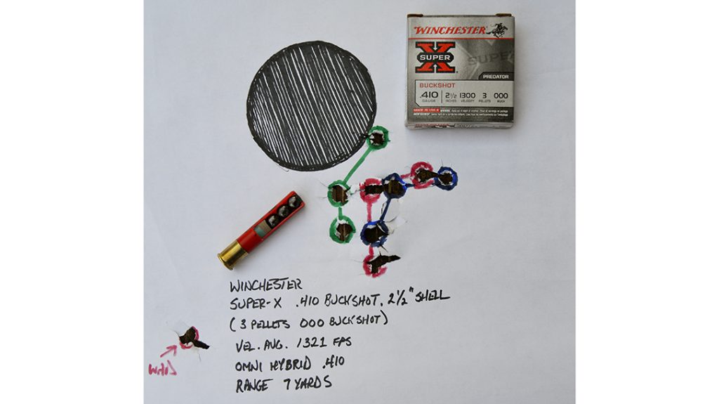 A pattern test of .410 shotgun ammo.