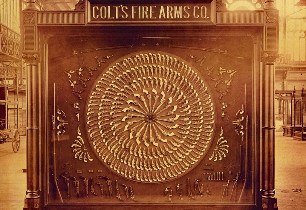 Historical Colt firearms, the Colt Grand Display of Peacemakers. 