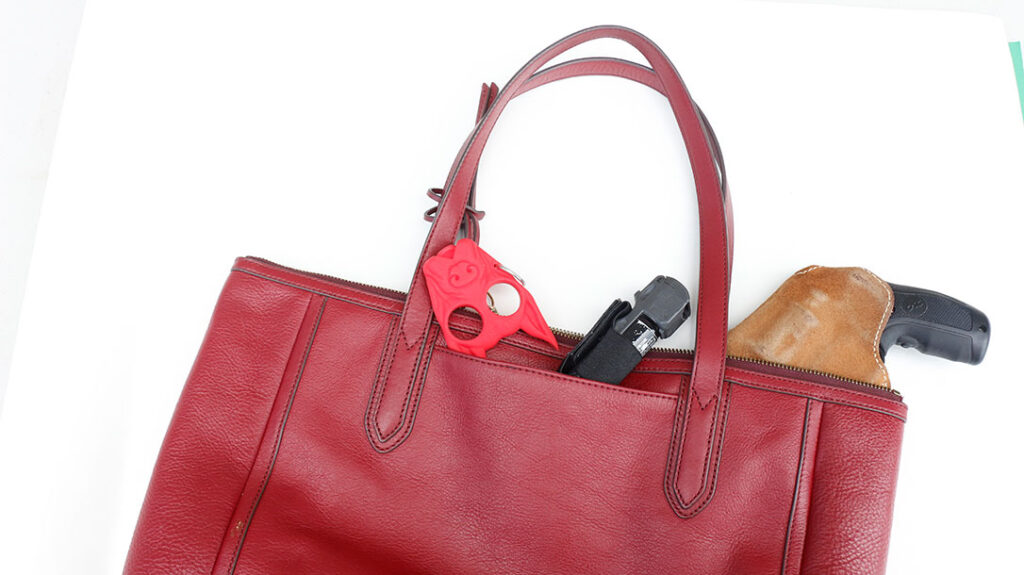 A big drawback of off-body carry, especially in a purse, is that your self-defense tools will not be as easy to deploy. Also, a purse is likely to be the first thing grabbed by an attacker.
