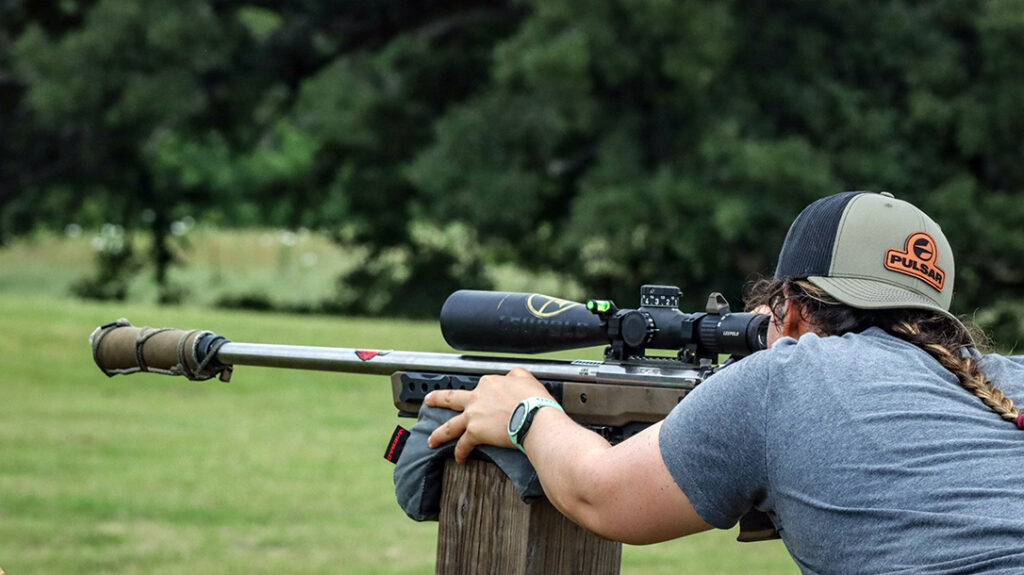 Competitors often use sandbags attached to their rifles in long-range matches. 