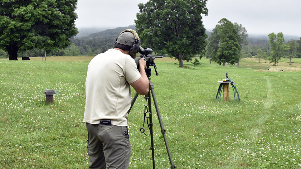 Using a rifle tripod in field conditions. 