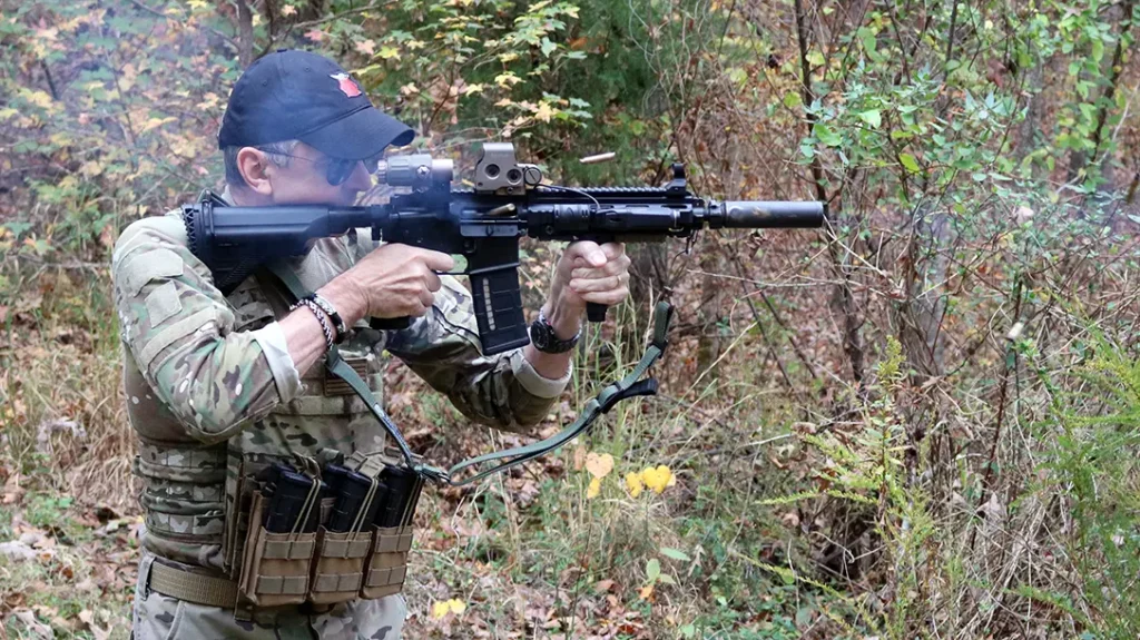 The author's HK416 is well-equipped.