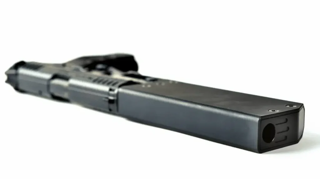 The suppressor uses a quick connect system.