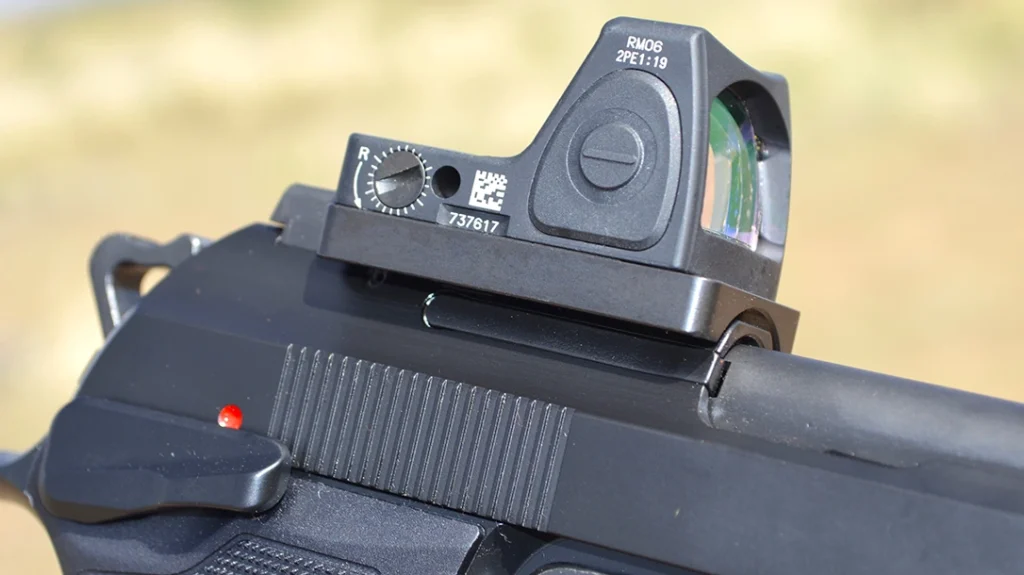 It only took a couple of minutes to mount the Trijicon red dot on top of the Beretta 92 GTS Centurion slide.