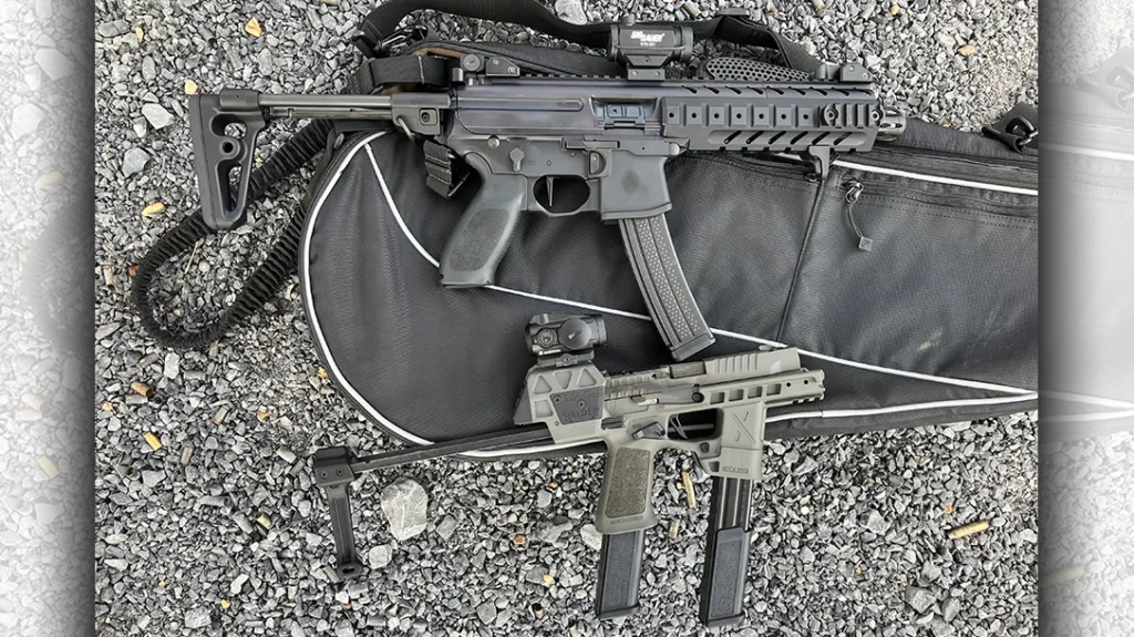 P320-FLUX LEGION is shown next to the more standard profile of SMG—the SIG MPX.