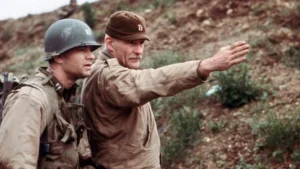 Dale Dye of Warrior Global on the set of Saving Private Ryan.