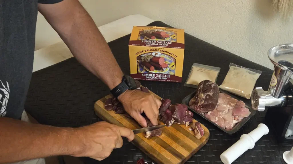 Meat must be cut up in easy to ground pieces.