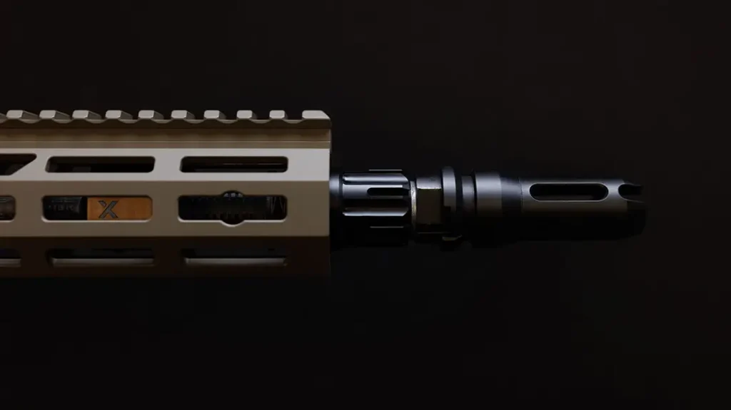 The Blackout Defense Quantum DTL Rifle uses a Dead Air mount.