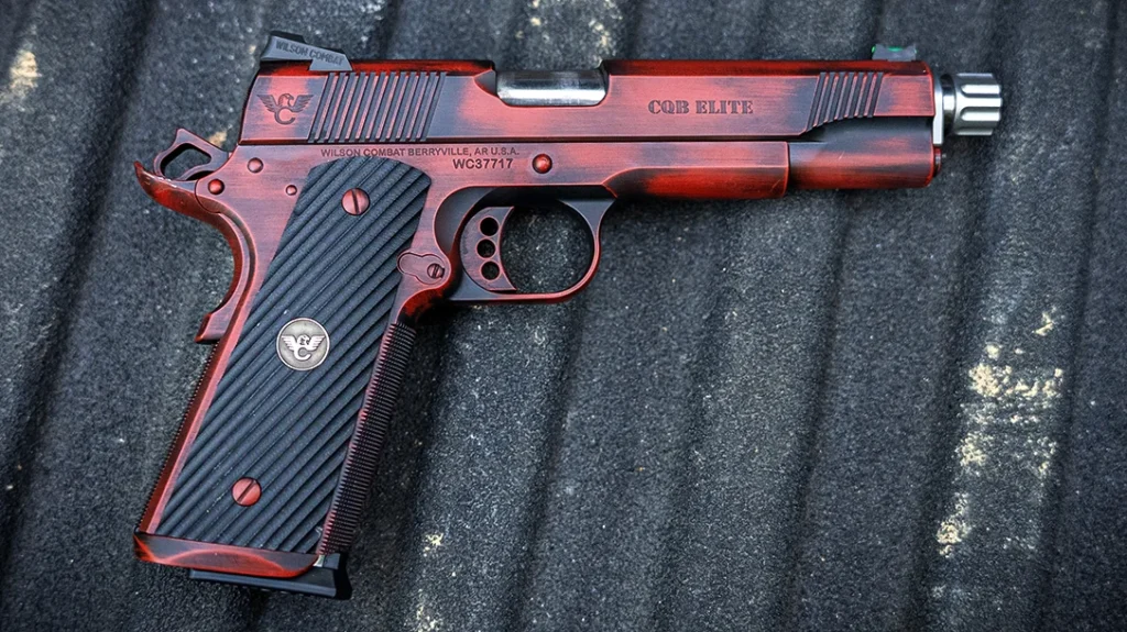 The Wilson Combat CQB Elite with a threaded barrel for running a suppressor.