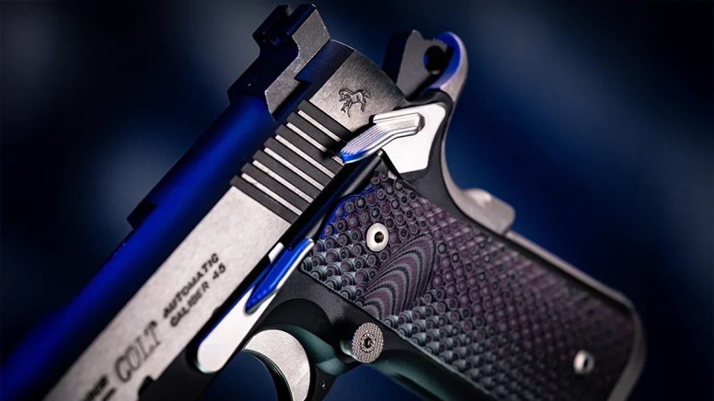 Wilson Combat supplied the extended mag release, thumb safety, thick front bushing, full-length guide rod, recoil spring, and a trigger with an overtravel stop.