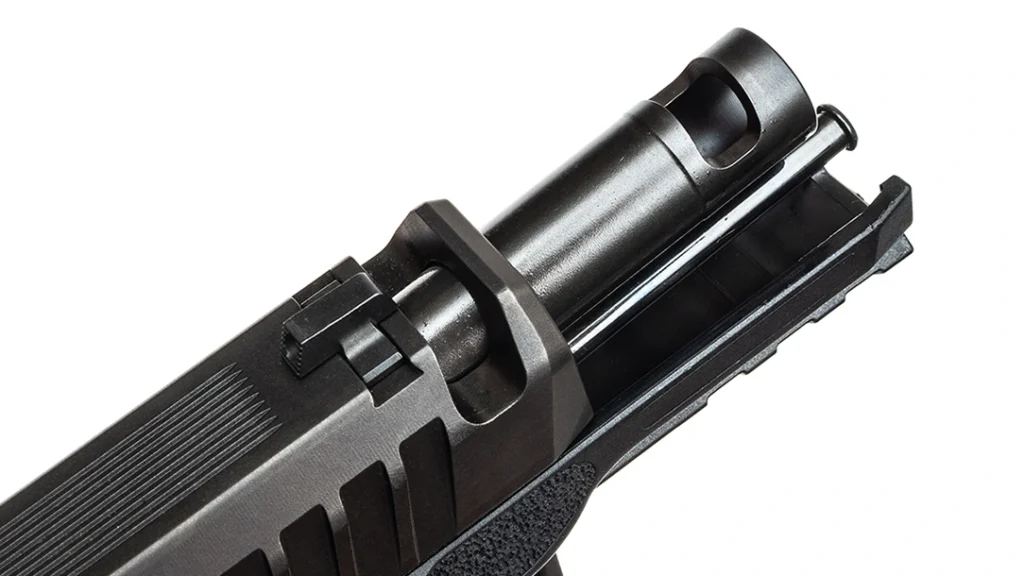 The Comped model itself has one feature that distinguishes it from the other Rost Martin RM1C variants. Yeah, you guessed it; it has a comp on it.