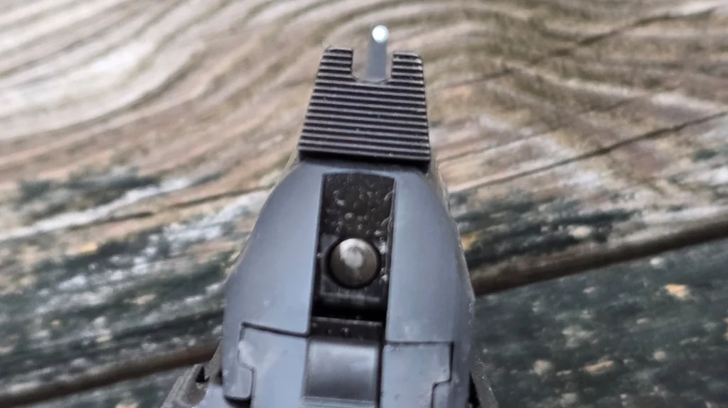 The Do It Yourself comes with a white dot front and blacked-out rear suppressor height sights.