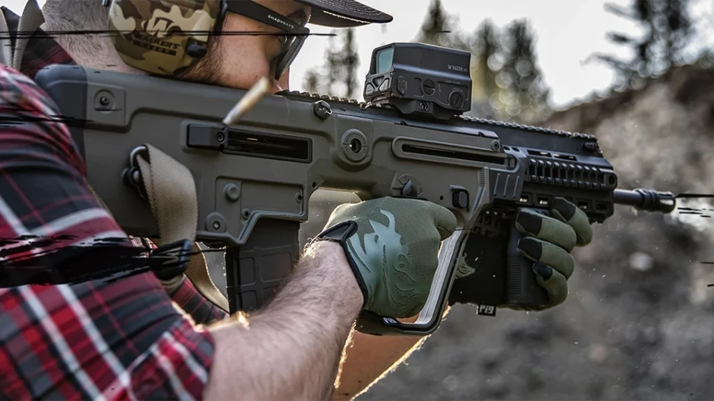 Depending on one’s specific home defense situation, the rear weight of bullpups, like the IWI Tavor X95, could come in rather handy.