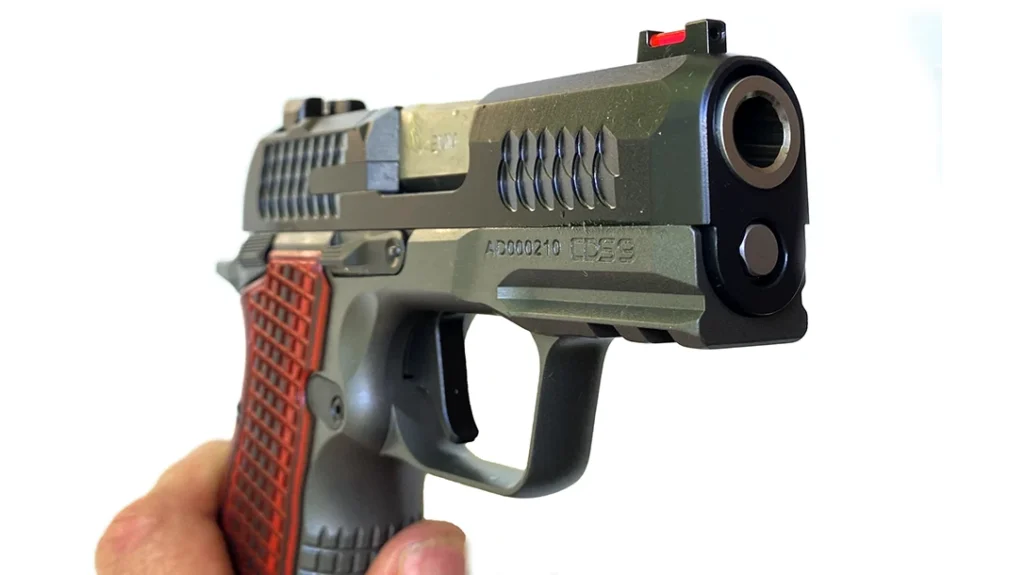 More than half of its empty weight is on top, mostly in the stainless steel slide and match-grade barrel.