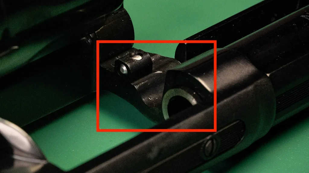 This new version of the No-Lock Model 19 includes a ball detent on the crane, a feature often found on high-end custom revolvers.