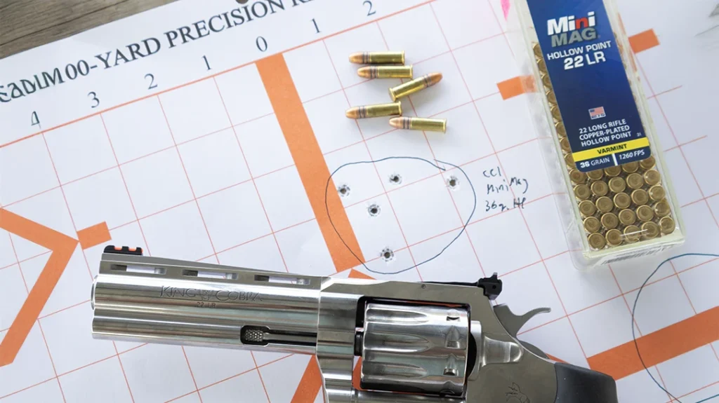 The Colt King Cobra consistently printed groups of 3 ½ inches.