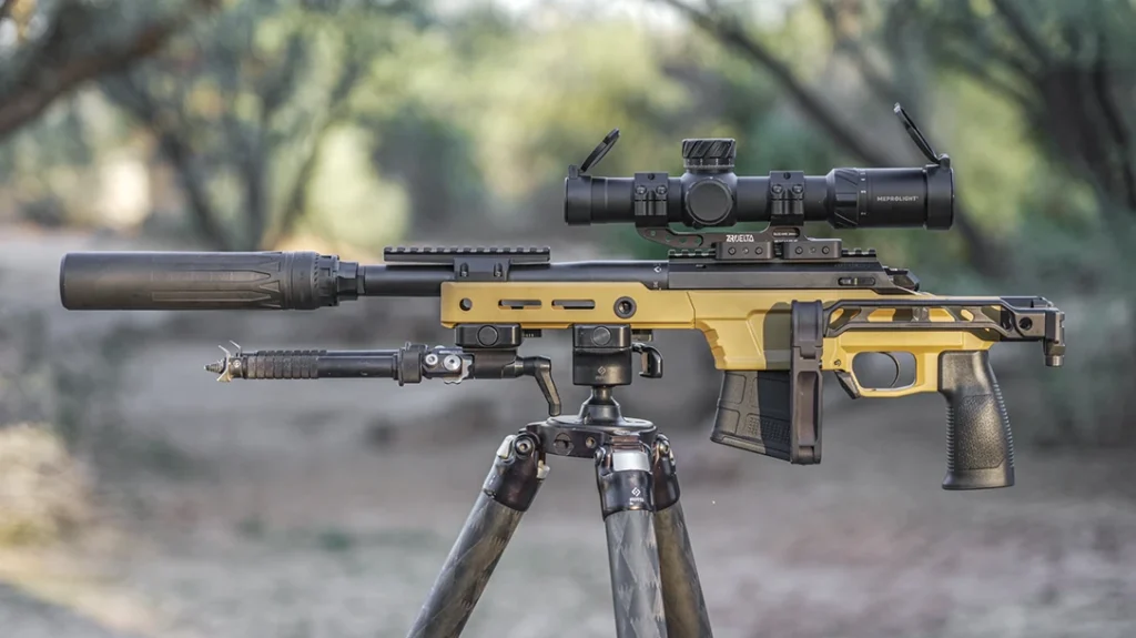 The Aero Precision Solus pistol comes with no brace, so the author added a J Mac Customs folding pistol brace.