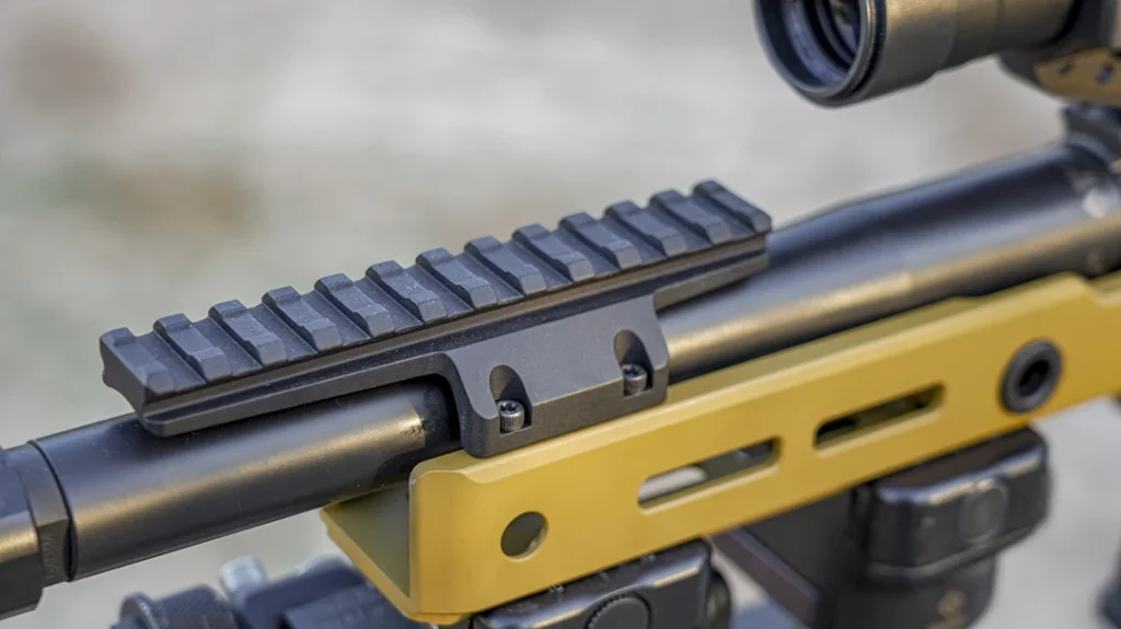 The author removed the NV rail from his full-size Aero Precision Solus rifle and placed it on the pistol.
