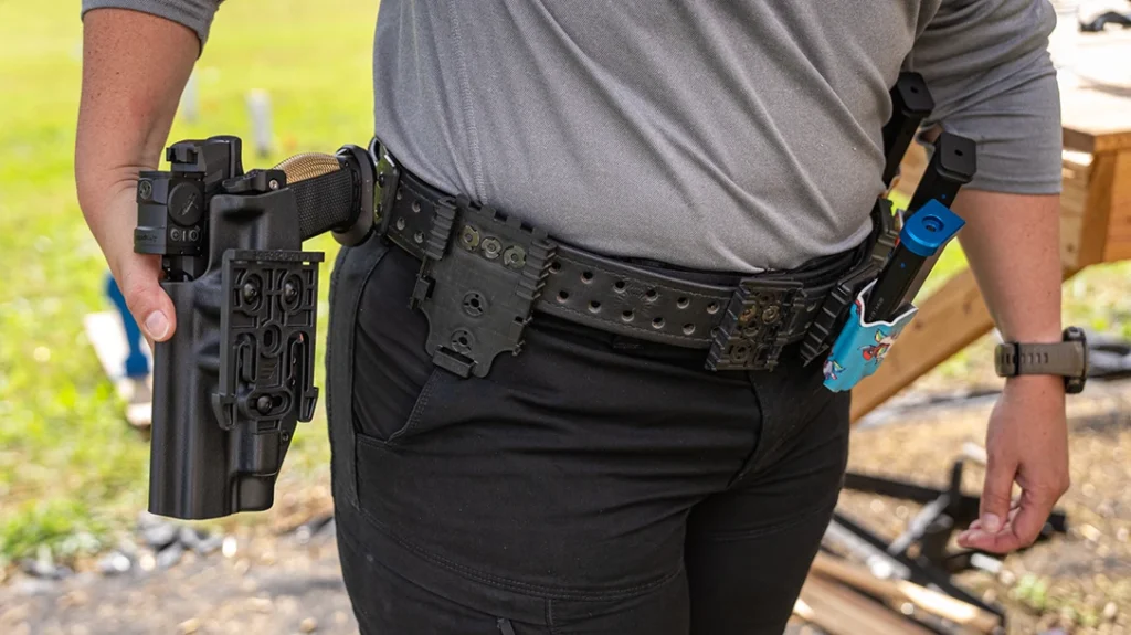 For shooting sports, the author recommends getting a Safariland Equipment Locking System (ELS) belt and opting for the Quick Locking System (QLS).
