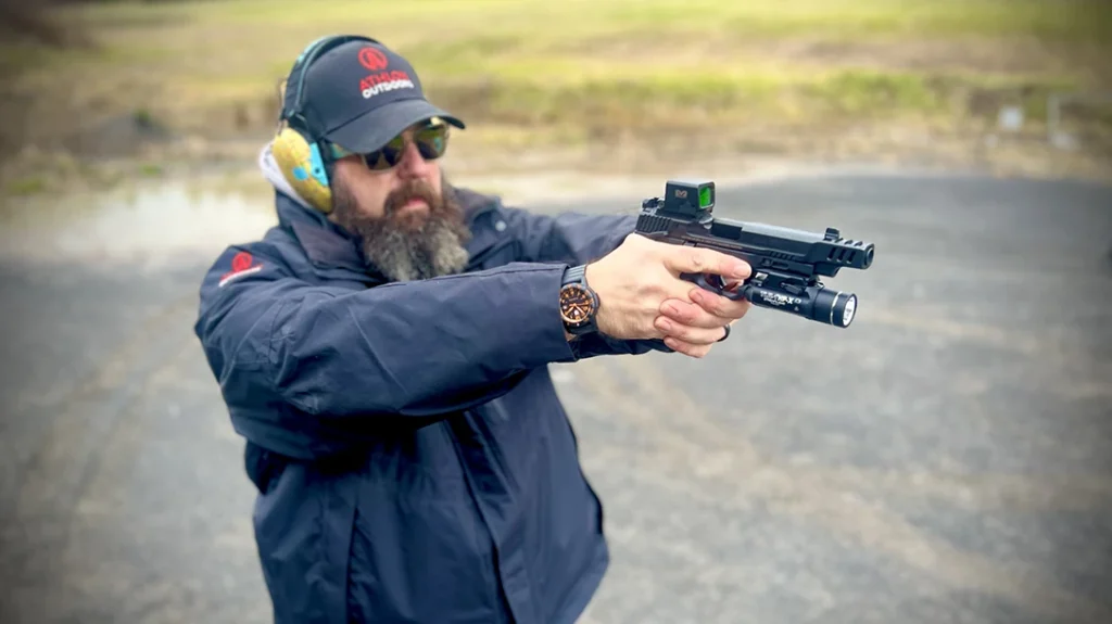 When you are standing and shooting offhand, your stance, grip, breathing, vision, and trigger control are all working at once.