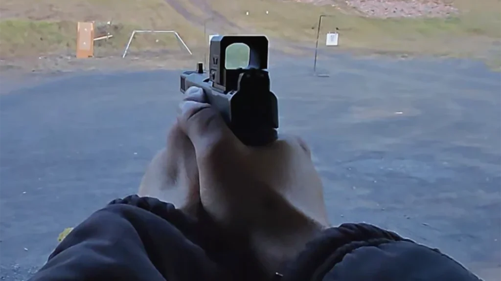 Once your rest and target are set, load the pistol and settle into position.