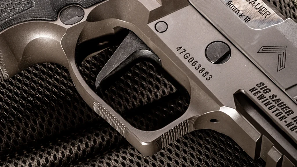 The single-action only trigger (AX1) is adjustable for overtravel, while the double-action/single-action trigger (AX2) is adjustable for both pretravel and overtravel.