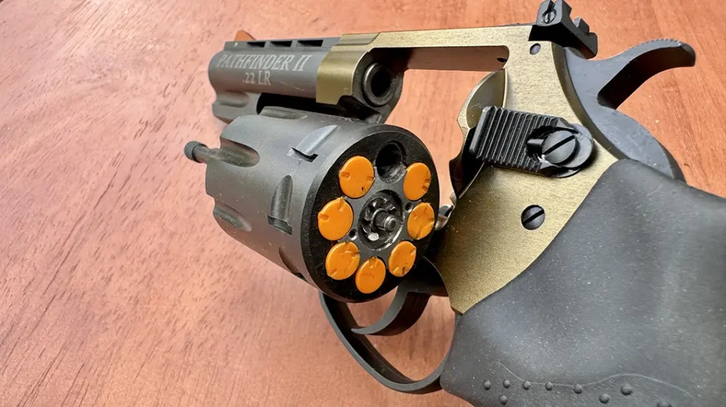 The cylinder is fluted and radiused in front.