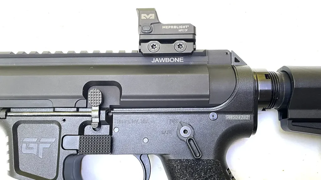 For accuracy testing, the author fitted a 1.2-ounce Mepro MPO-DF open emitter red dot optic.