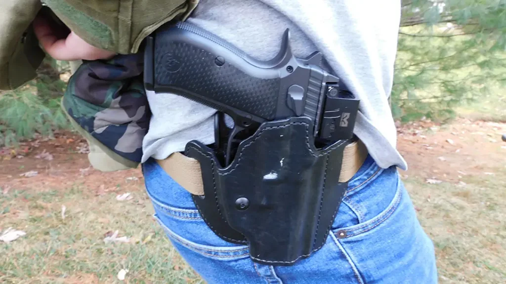 Running that qual drill with the IWI Jericho 941 F ORP required a good holster, and we found one in the Bianchi Model 126 GLS Assent OWB.