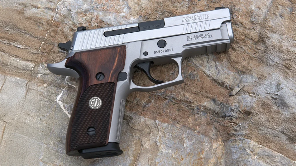 P229 Elite with wood stocks and DRT trigger.