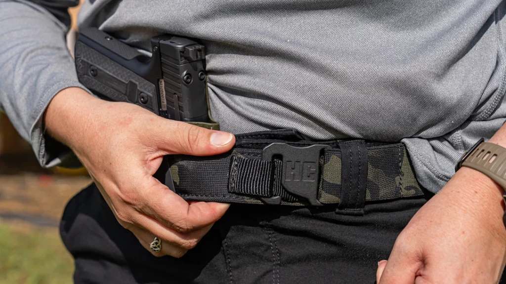 The author’s go-to concealed carry belt lately has been the Hunter Constantine Camo Carry belt.