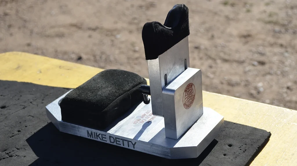 Detty recommends using the optional V Block cover when shooting blued revolvers.