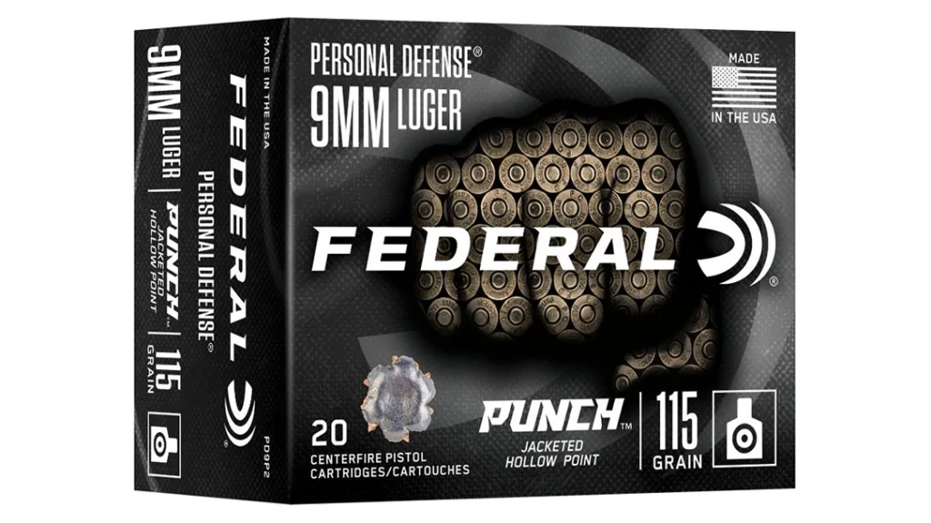 Federal Personal Defense Punch: 9mm 115 grain JHP. SHOT Show Handgun Ammo.