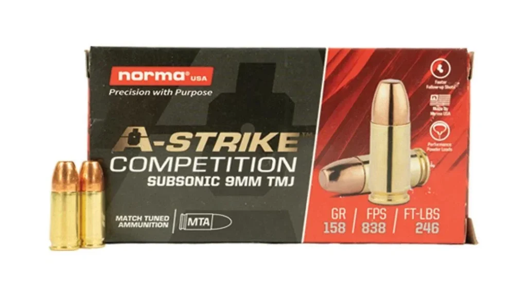 Norma Ammunition: A-Strike Competition, Subsonic, 9mm 147 gr. & 158 gr.