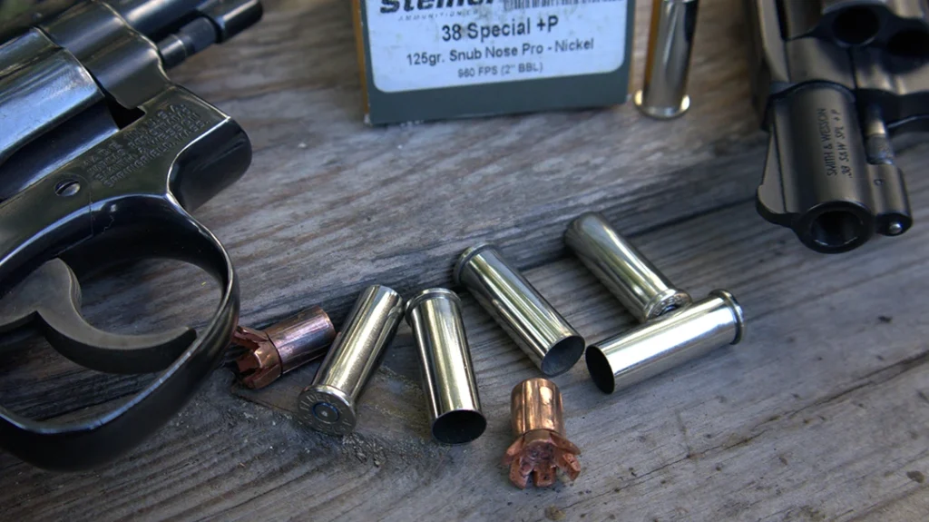 Steinel .38 Special +P Snub Nose Pro ships in boxes of twenty rounds and is available with a choice of standard brass or nickel-plated Starline brass cases.