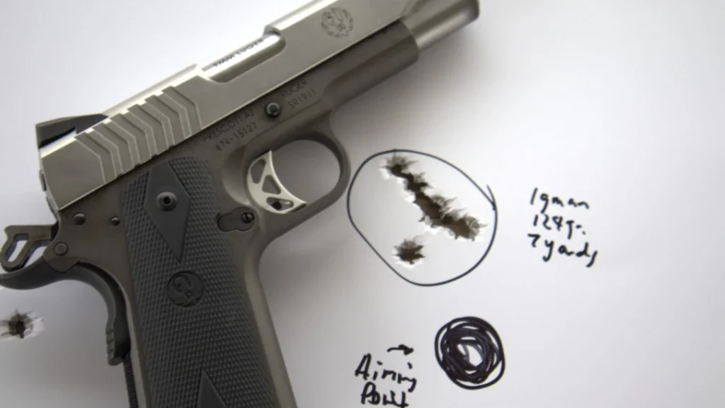 I tried a few magazines of Igman 124-grain FMJ to start, and I put nine rounds in a 1.5-inch hole.