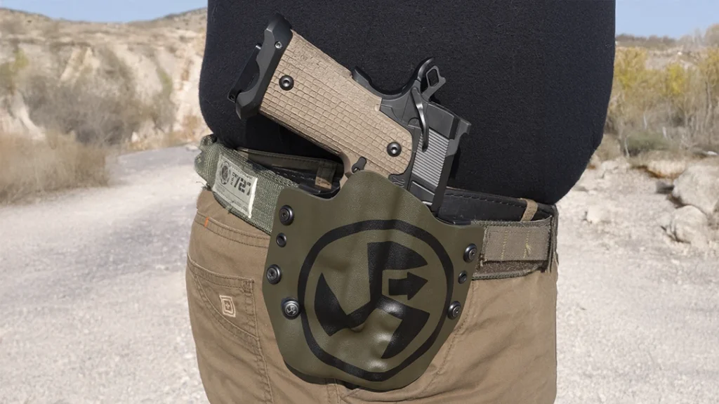 Your holster should be made of quality Kydex or leather and properly fit your gun.