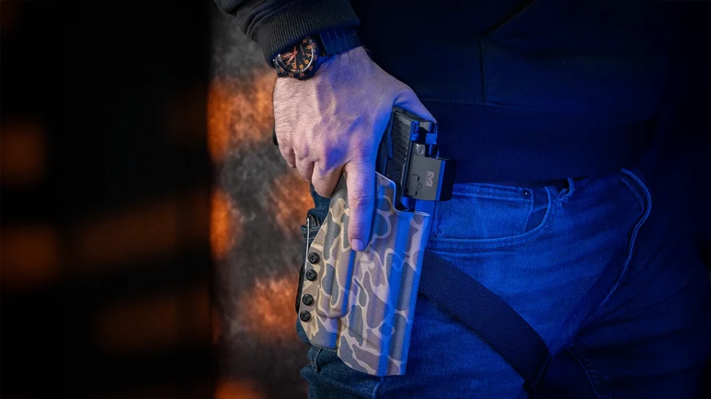 Four Brothers Holsters also shipped over an OWB drop-leg setup with OWB mag pouches.