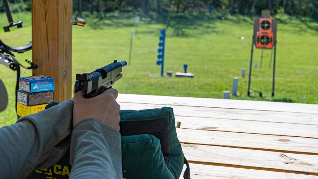 The author always recommends zeroing a pistol with the ammunition you plan to use primarily, whether it’s defensive or competition ammo.