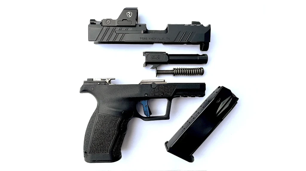 Taking the Tisas PX-9 Carry Comp down is easy, especially with the well-designed take-down lever.
