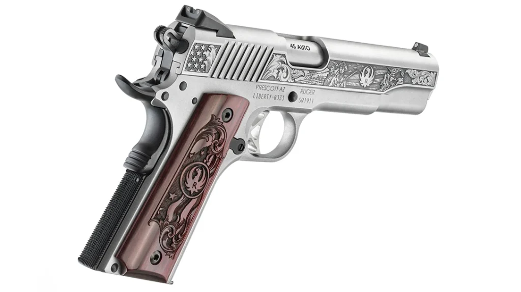 The aggressively checkered backstrap ensures a positive grip for enhanced control during courses of fire.