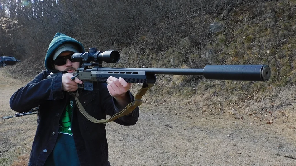 The author ran the SilencerCo Scythe STM on a Howa 1500 precision rifle with a Hera H7 chassis system.