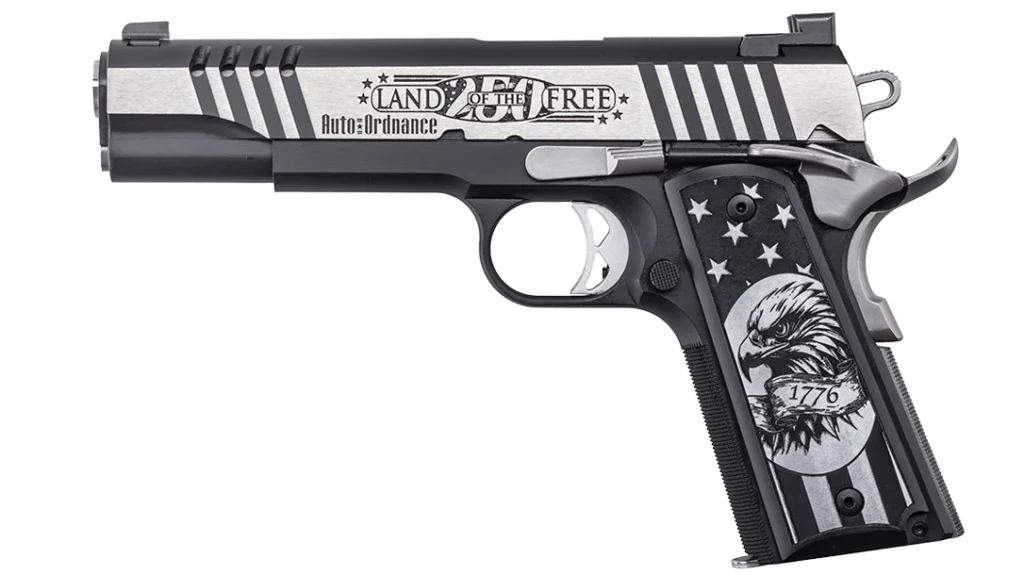 Auto-Ordnance's custom "Land of the Free" 1911 left side.